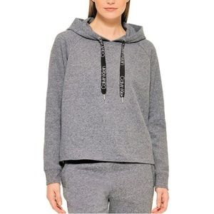 Calvin Klein Women's Cozy Relaxed Fit Logo Hoodie Heather Grey S